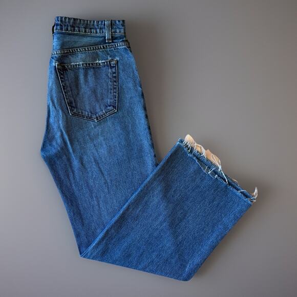 Reformation Jeans Women's 29 Blue High Rise Wide Leg Fray Glam Party New York - Picture 1 of 11